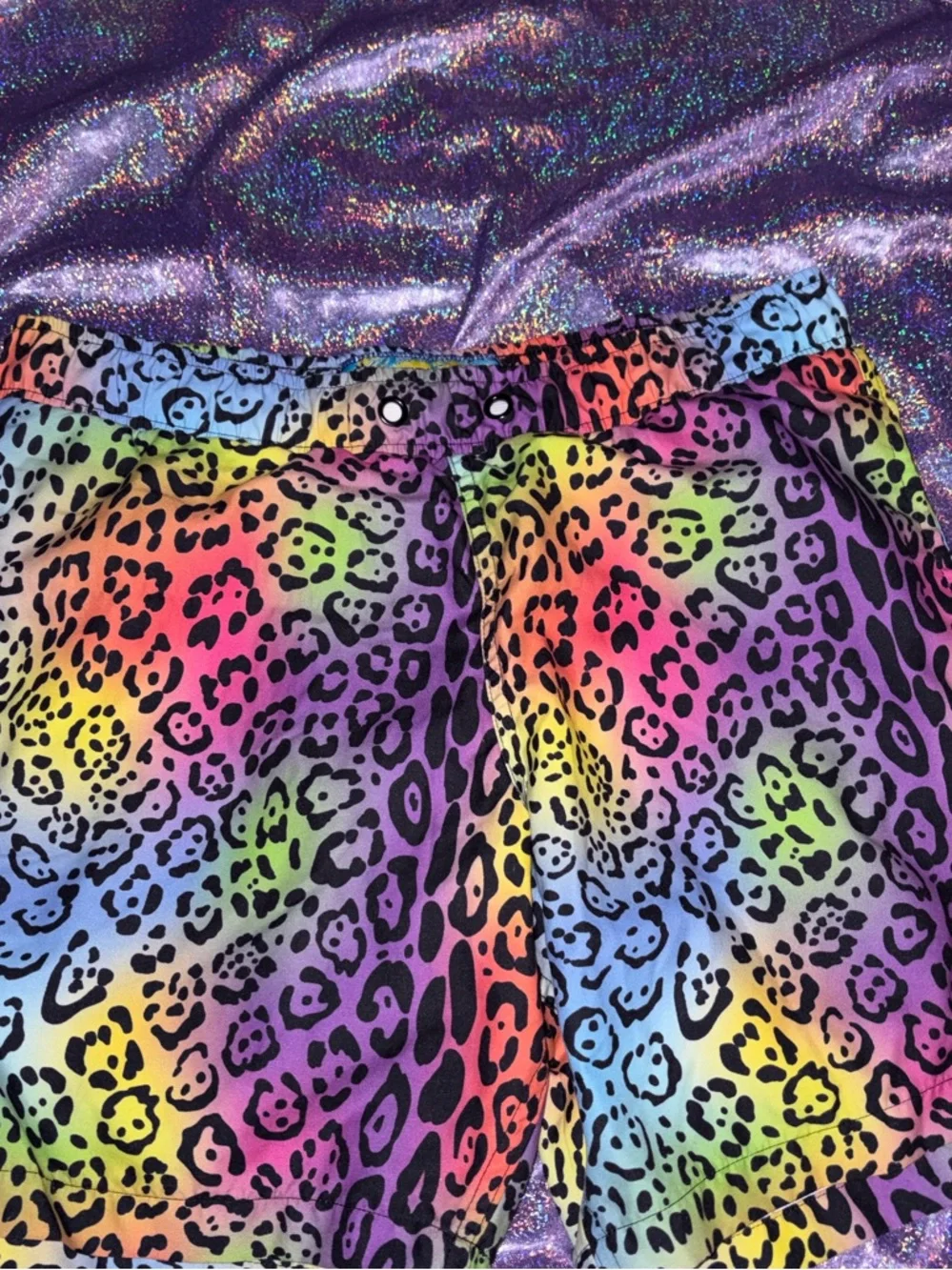 Mens Neon Animal Print Swim Trunks